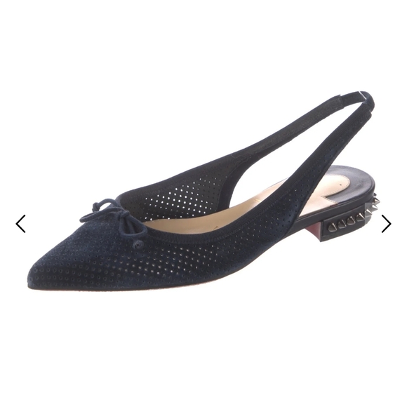 Christian Louboutin Suede Bow Accents Slingback Flats - Picture 1 of 5